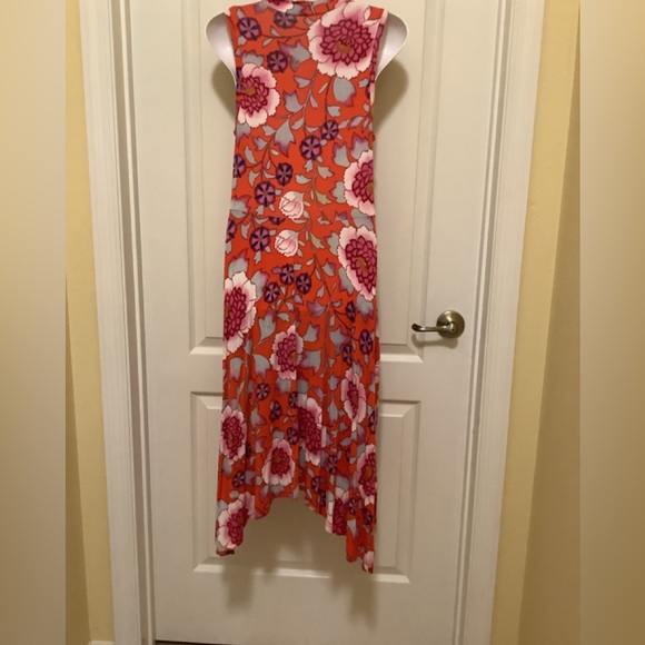 Floral sleeveless summer dress colorful stretchy size 12-14 fits great 🌺 - Picture 3 of 9